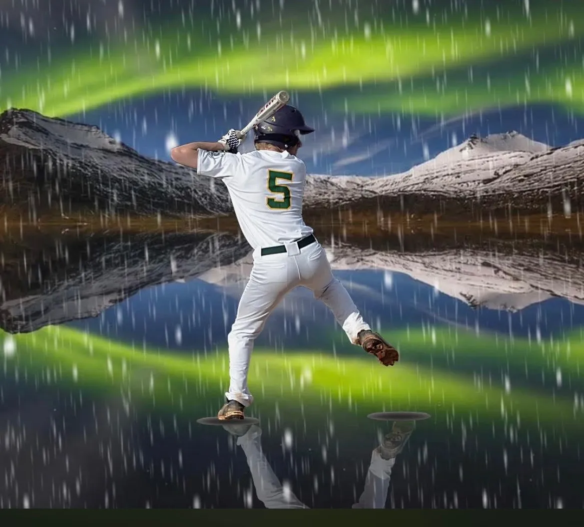 baseball player northern lights